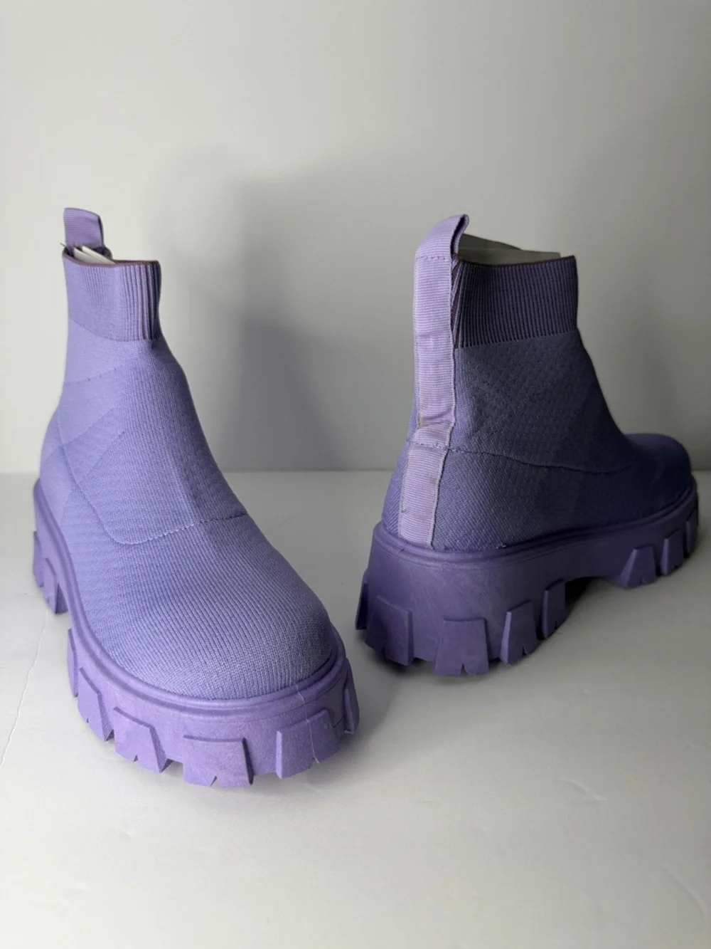 Cape Robbin Lavender Chunky Knit Chelsea Booties - Picture 3 of 5